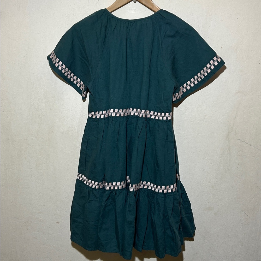 Madewell Embroidered Linen-Blend Flutter-Sleeve Mini Dress Size Medium NWT - Picture 6 of 9